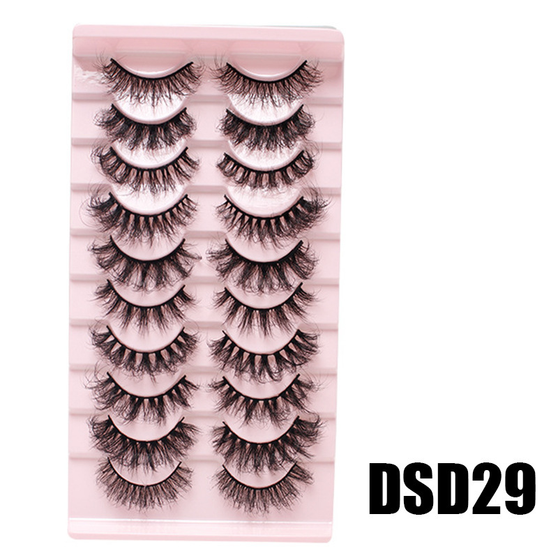DINGSEN 10 pairs of false eyelashes set, thick, natural, curly and nude makeup style