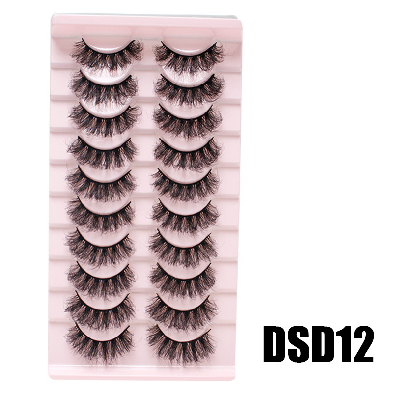 DINGSEN 10 pairs of false eyelashes set, thick, natural, curly and nude makeup style