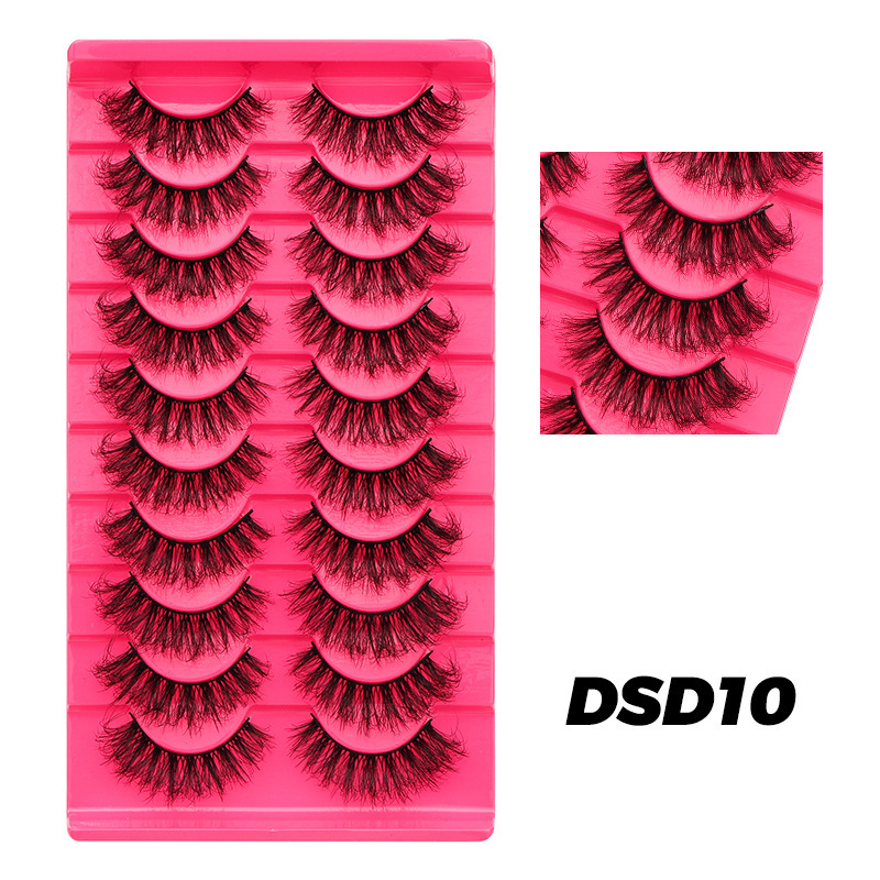 DINGSEN 10 pairs of false eyelashes set, thick, natural, curly and nude makeup style