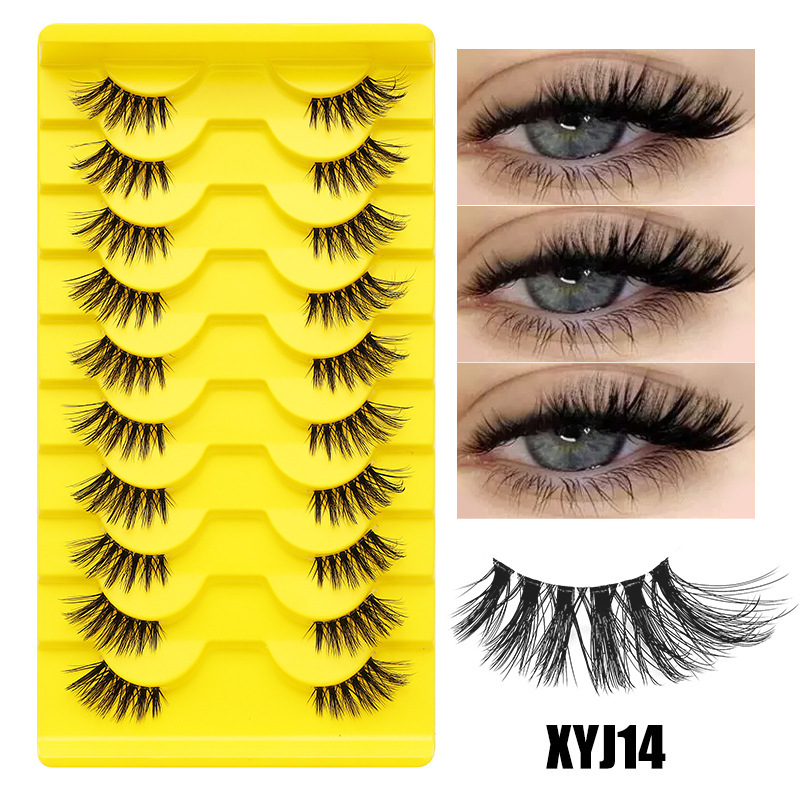 DINGSEN 10 pairs of false eyelashes, half eyelashes, fishline stem, seamless stem eyelashes