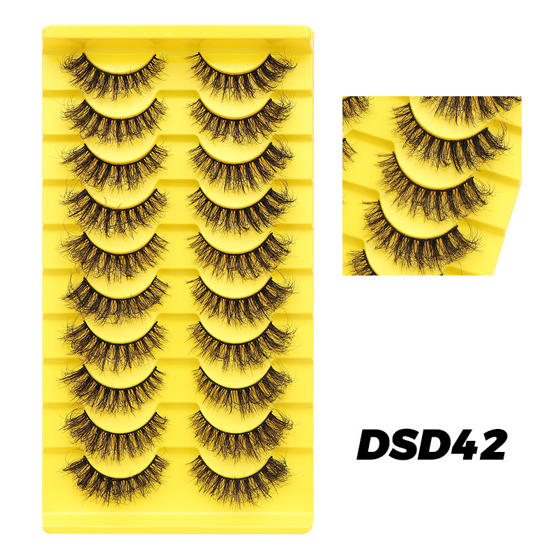 DINGSEN 10 pairs of false eyelashes set, thick, natural, curly and nude makeup style