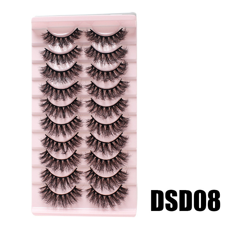 DINGSEN 10 pairs of false eyelashes set, thick, natural, curly and nude makeup style