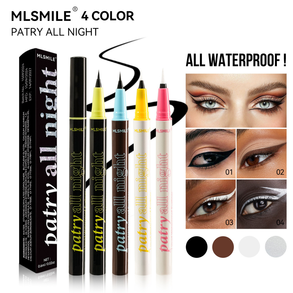 MLSMILE跨境眼线笔黑白棕色持久防水速干显色不晕染外贸眼线液笔