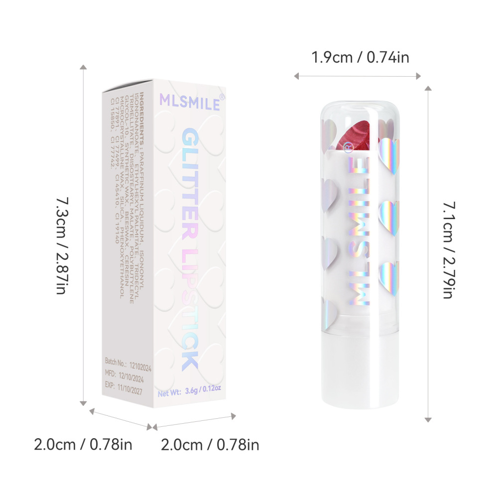 跨境星星珠光口红细闪保湿滋润唇膏欧美雾面哑光不易沾杯外贸口红
