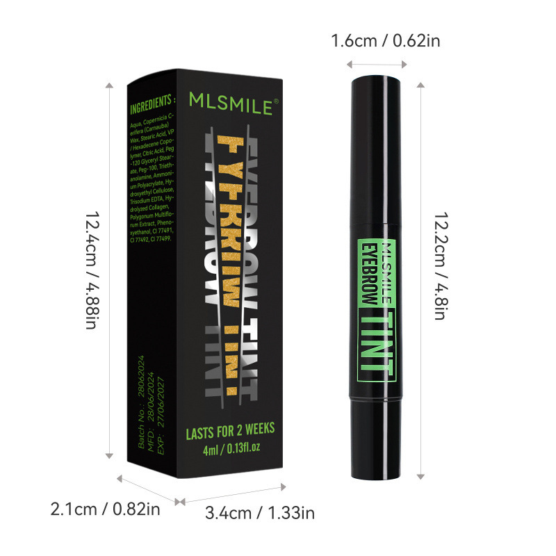 跨境彩妆染眉液笔防水持久不晕染带眉卡眉刷旋转式液体显色染眉膏