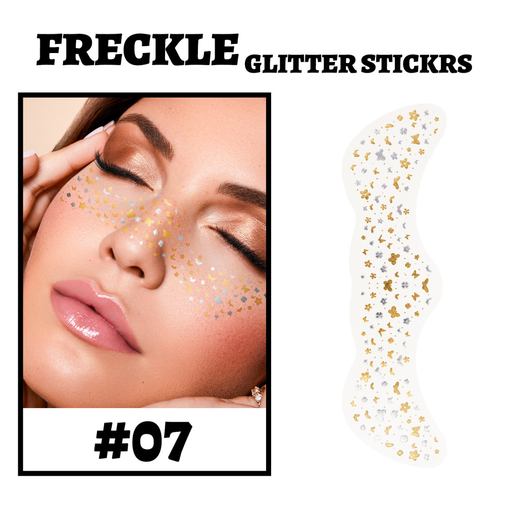 Freckle stickers with gold and silver embossing, star and moon face stickers, waterproof and sweat-proof European and American freckle tattoo stickers