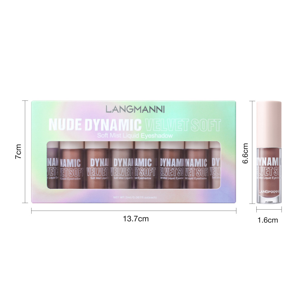 LANGMANNI液体眼影哑光微细珠光眼影液套装八色套装跨境专供