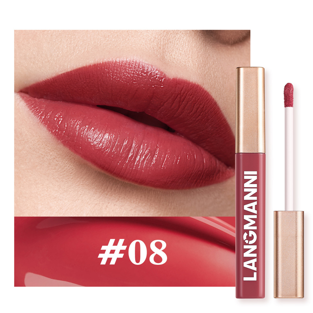 LANGMANNI Twelve-color matte liquid lipstick, single-piece lip gloss
