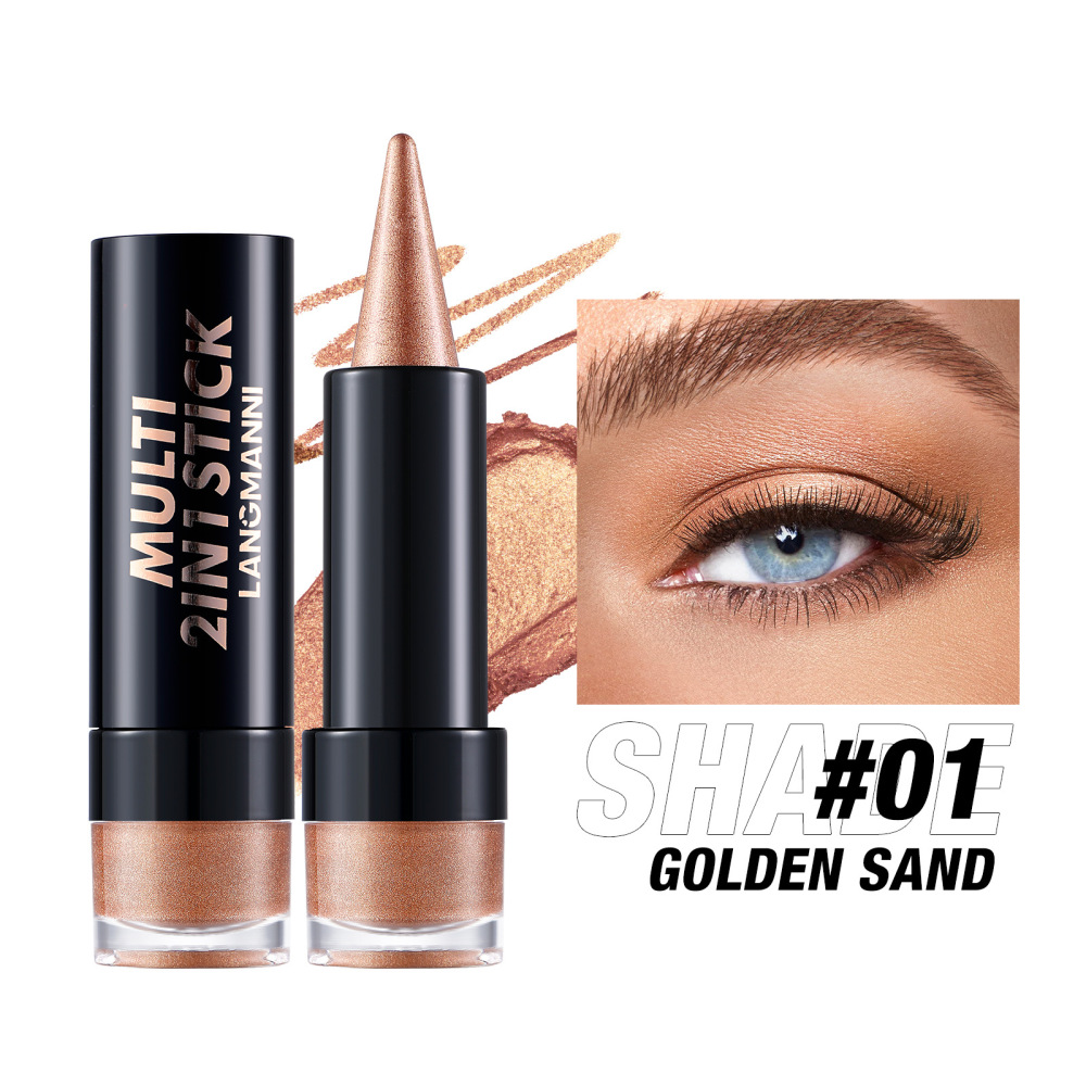 LANGMANNI新款十色2IN1尖头珠光眼影笔多用途晕染跨境专供爆款