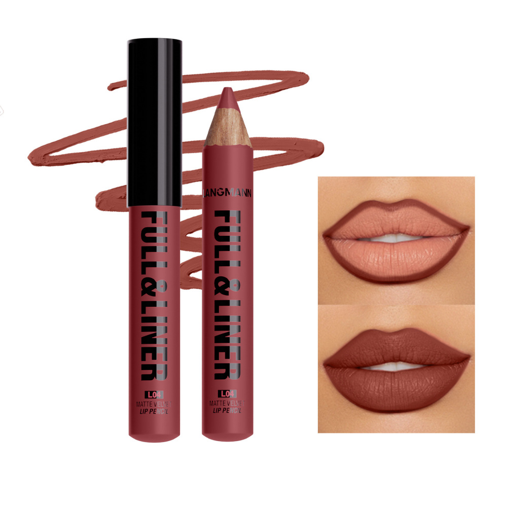 LANGMANNI Twelve-color lip liner pen, redwood pen, can be sharpened lip liner pen, long-lasting cosmetics