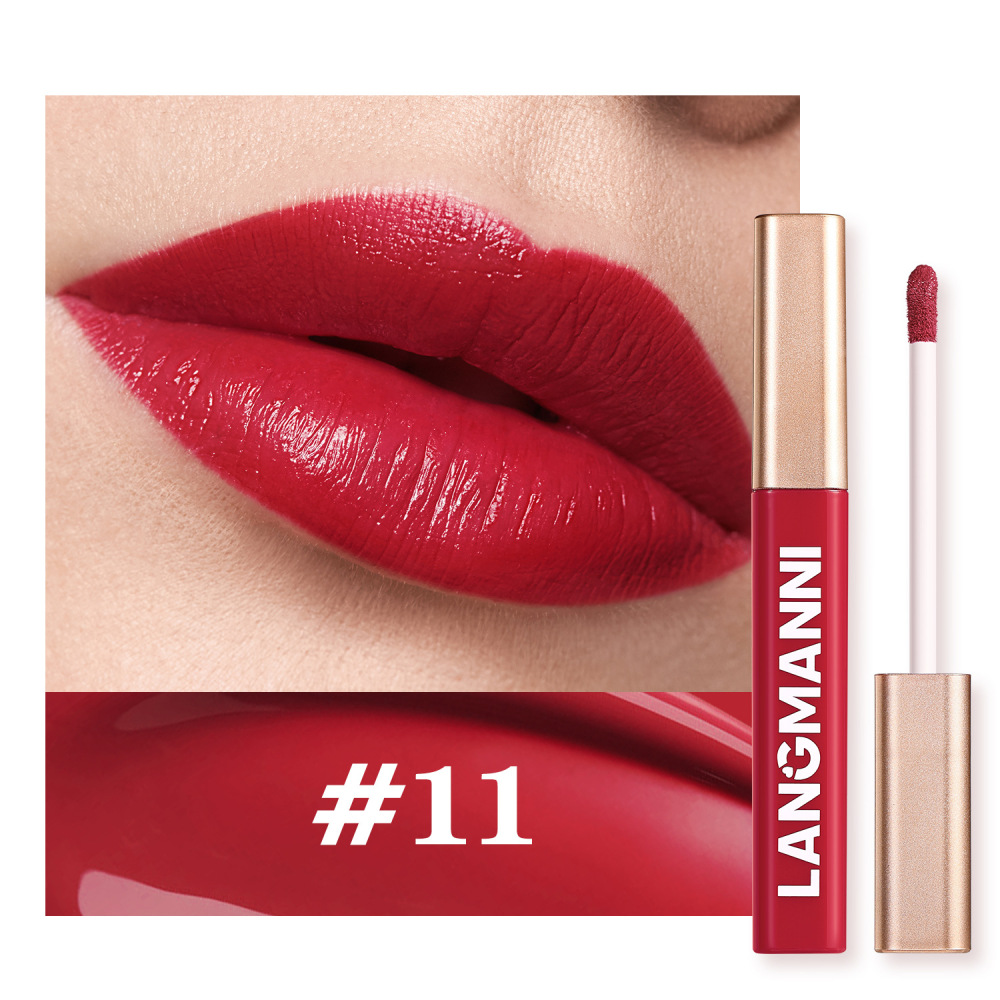 LANGMANNI Twelve-color matte liquid lipstick, single-piece lip gloss