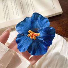 Hibiscus Flower Hair Clip - Blue
