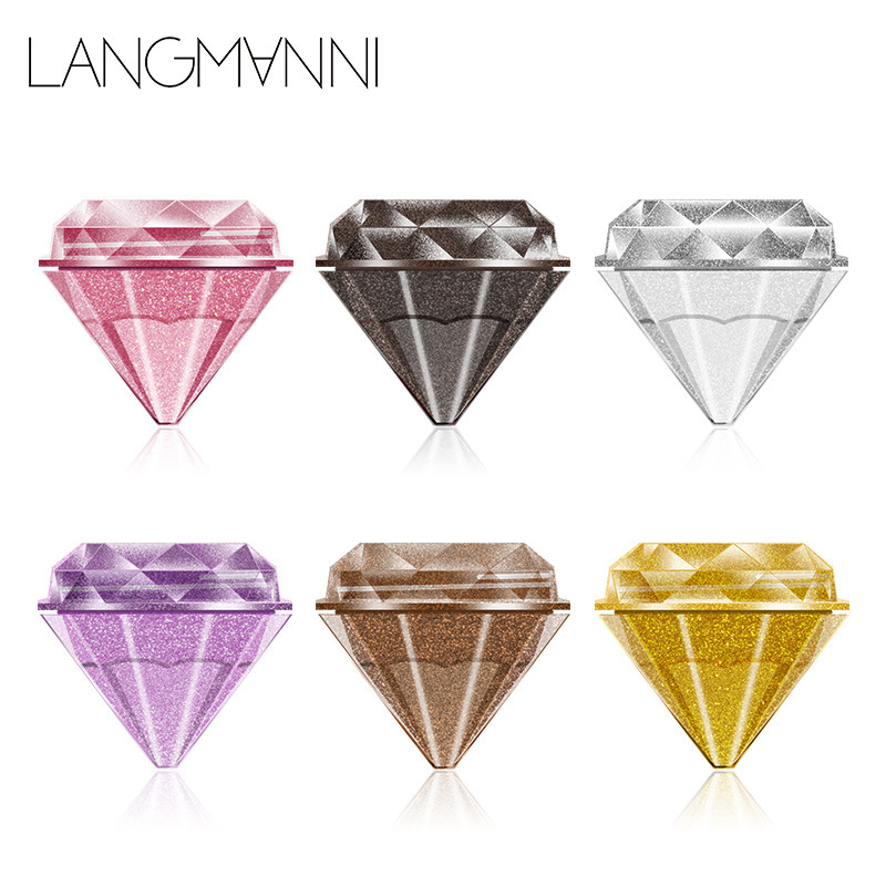 langmanni 6色钻石珠光液体眼影 闪耀炫彩眼影液 眼影膏 跨境专供