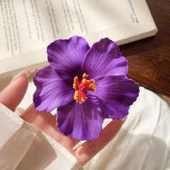Hibiscus Flower Hair Clip - Purple