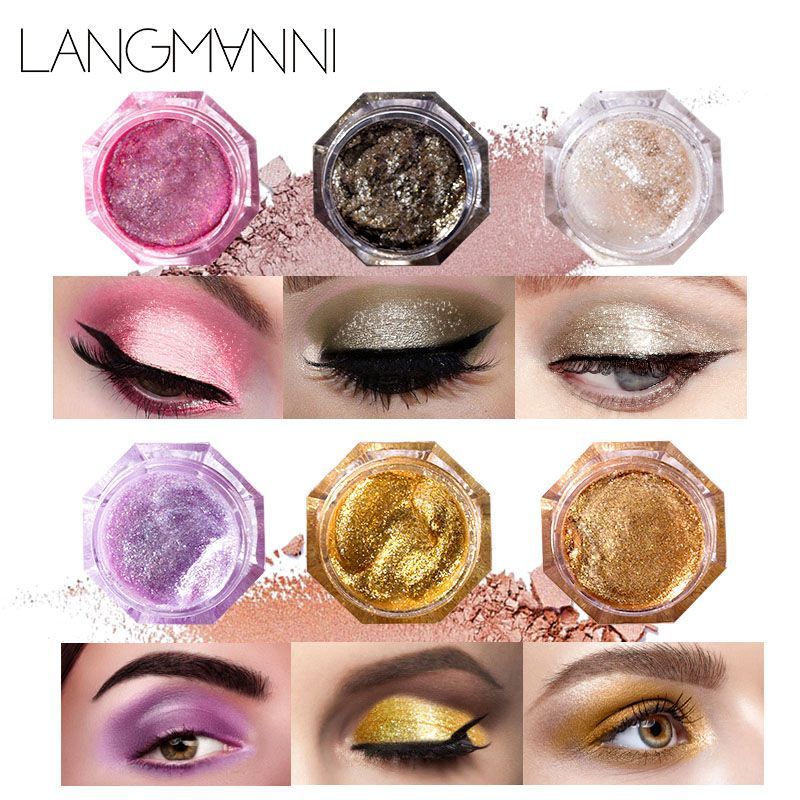 langmanni 6色钻石珠光液体眼影 闪耀炫彩眼影液 眼影膏 跨境专供