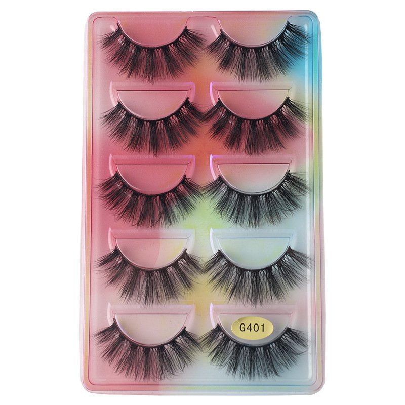 mink eyelashes 3D faux mink False eyelashes Thick and multi-layered eyelashes 5-pair set