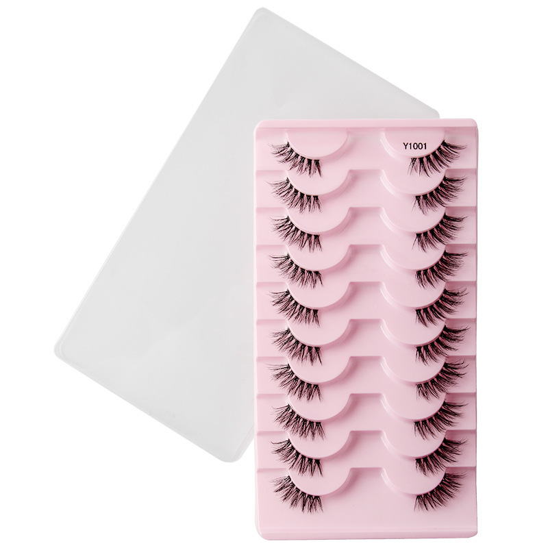 跨境批发欧美中东10对装仿水貂毛卷翘浓密半眼假睫毛eyelashes