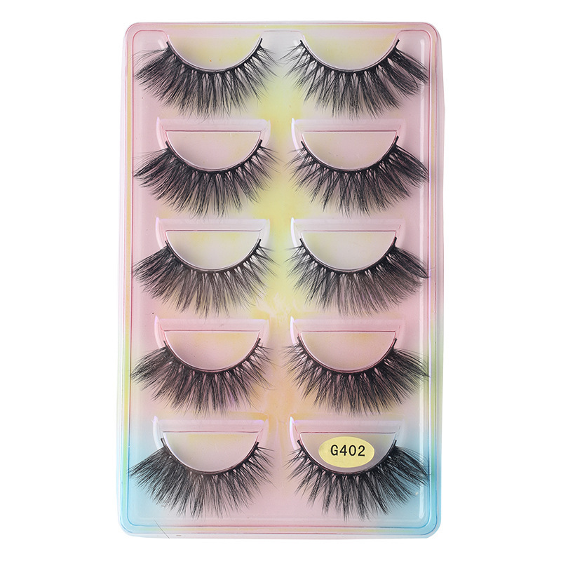 跨境3D仿水貂毛假睫毛浓密多层眼睫毛欧美风5对装mink eyelashes