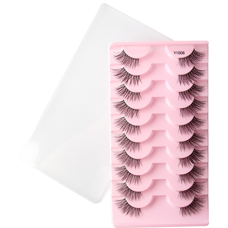 跨境批发欧美中东10对装仿水貂毛卷翘浓密半眼假睫毛eyelashes