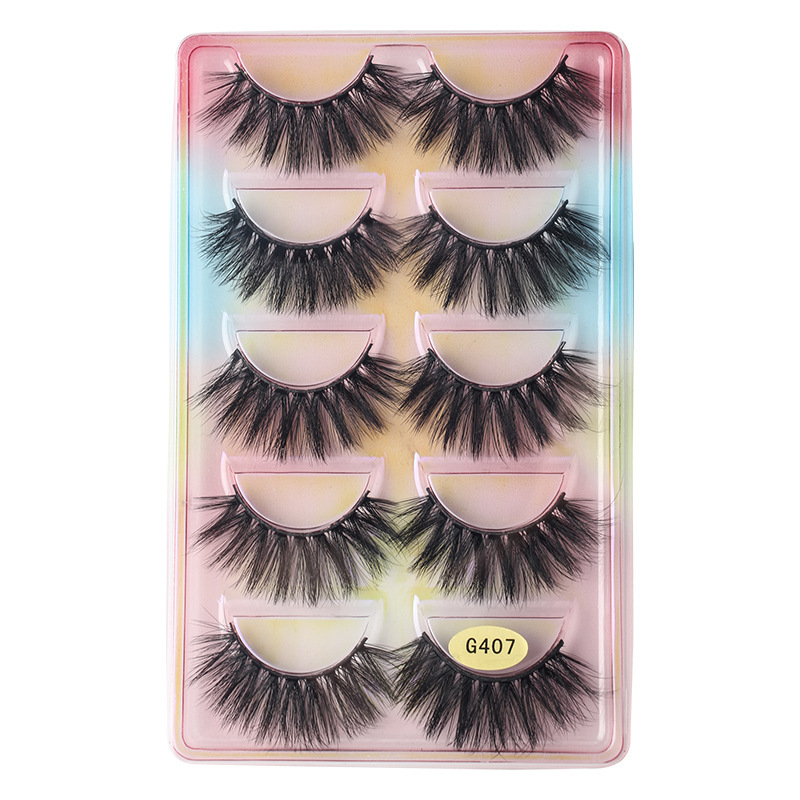 跨境3D仿水貂毛假睫毛浓密多层眼睫毛欧美风5对装mink eyelashes