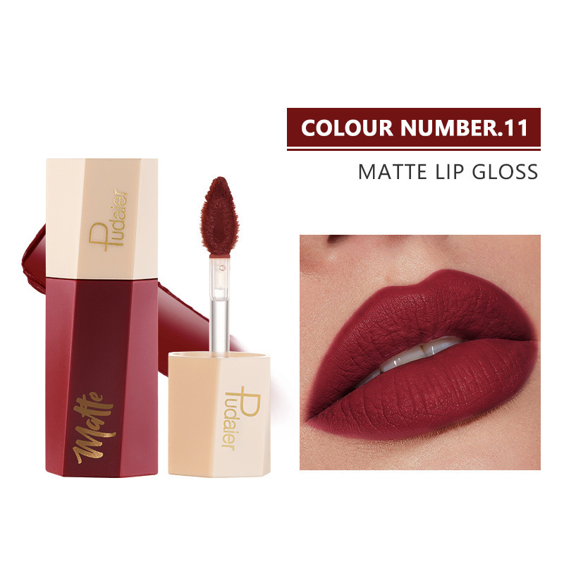 Pudaier 14-color matte lipstick, velvet non-stick cup lip gloss, lip gloss, European and American lip gloss lipstick