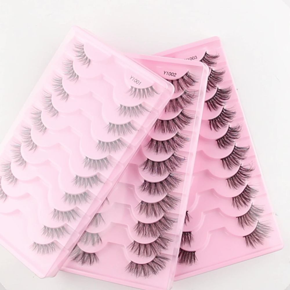 跨境批发欧美中东10对装仿水貂毛卷翘浓密半眼假睫毛eyelashes