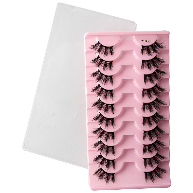 跨境批发欧美中东10对装仿水貂毛卷翘浓密半眼假睫毛eyelashes