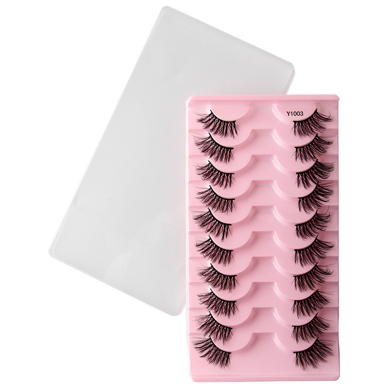 跨境批发欧美中东10对装仿水貂毛卷翘浓密半眼假睫毛eyelashes