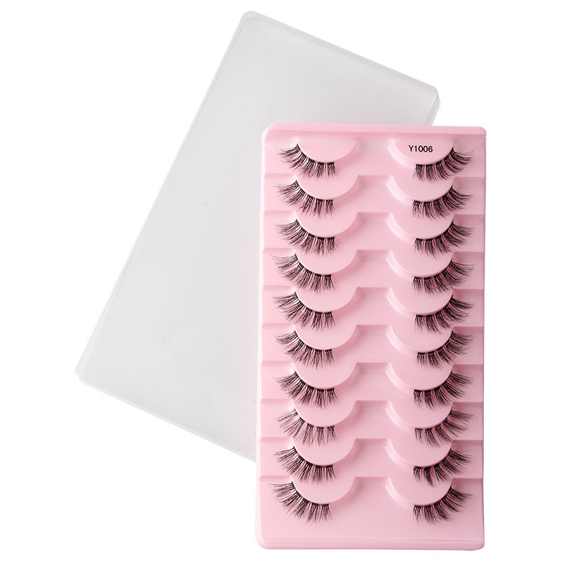 跨境批发欧美中东10对装仿水貂毛卷翘浓密半眼假睫毛eyelashes