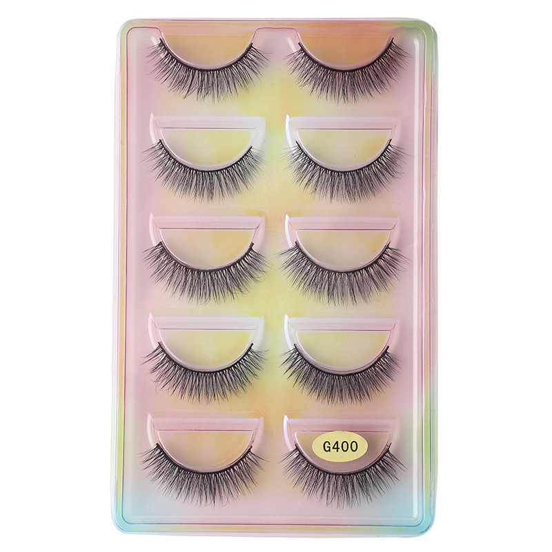 跨境3D仿水貂毛假睫毛浓密多层眼睫毛欧美风5对装mink eyelashes
