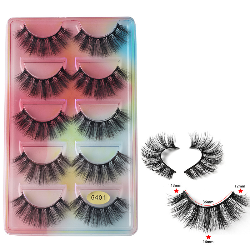 跨境3D仿水貂毛假睫毛浓密多层眼睫毛欧美风5对装mink eyelashes