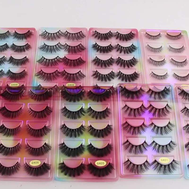 跨境3D仿水貂毛假睫毛浓密多层眼睫毛欧美风5对装mink eyelashes