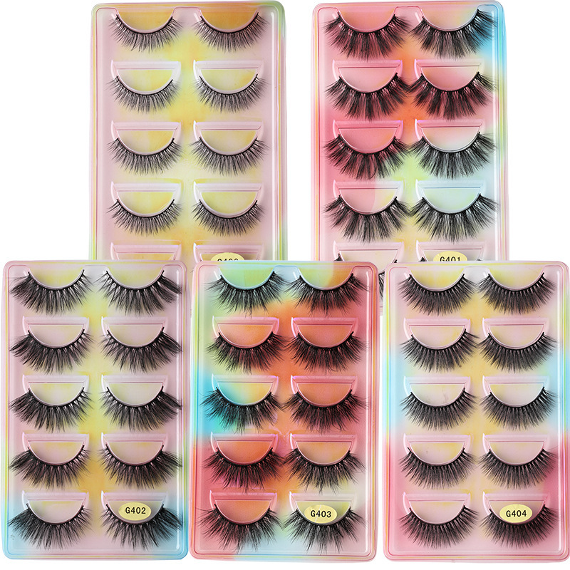 跨境3D仿水貂毛假睫毛浓密多层眼睫毛欧美风5对装mink eyelashes