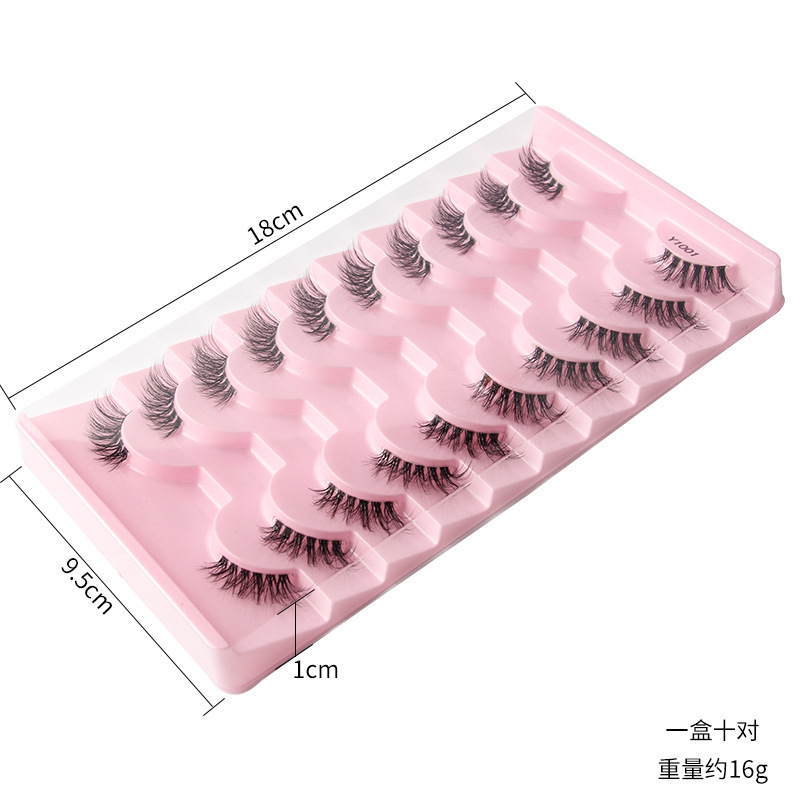跨境批发欧美中东10对装仿水貂毛卷翘浓密半眼假睫毛eyelashes