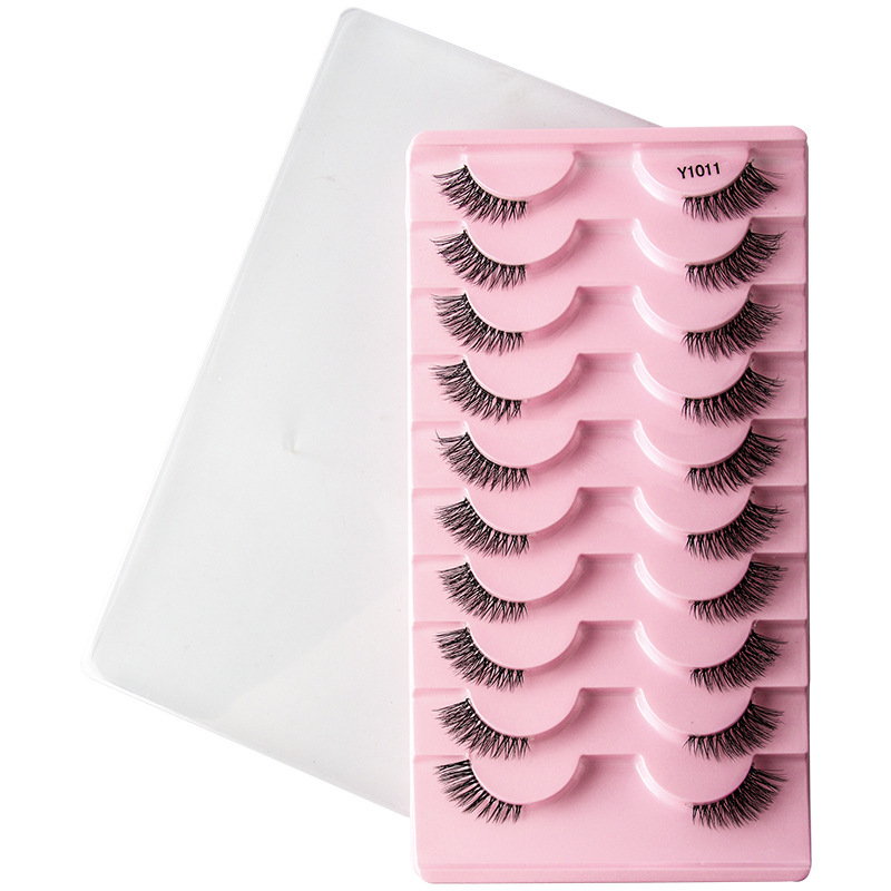 跨境批发欧美中东10对装仿水貂毛卷翘浓密半眼假睫毛eyelashes