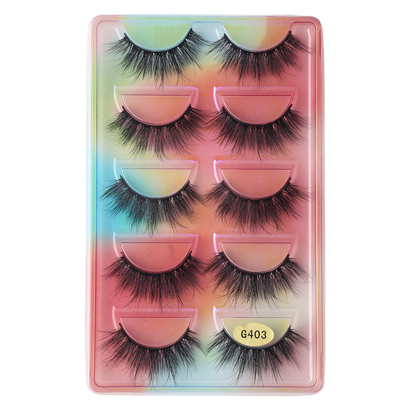 跨境3D仿水貂毛假睫毛浓密多层眼睫毛欧美风5对装mink eyelashes
