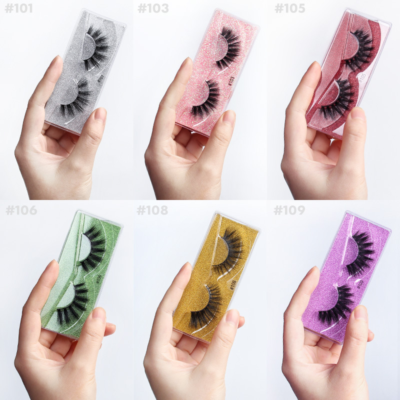 3D mink lashes欧美立体浓密款单对假睫毛卷翘柔软化纤眼睫毛
