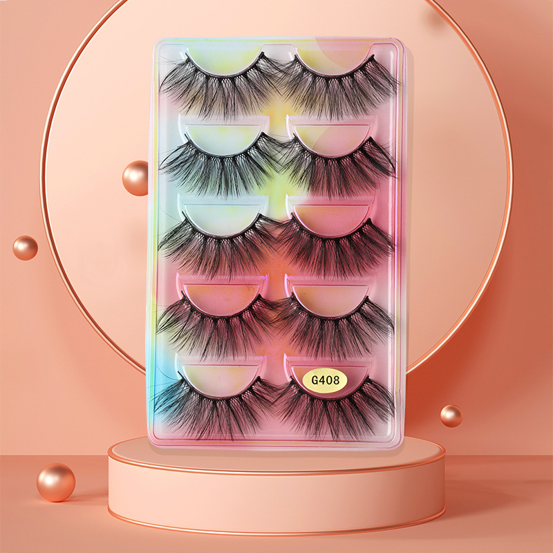 跨境3D仿水貂毛假睫毛浓密多层眼睫毛欧美风5对装mink eyelashes