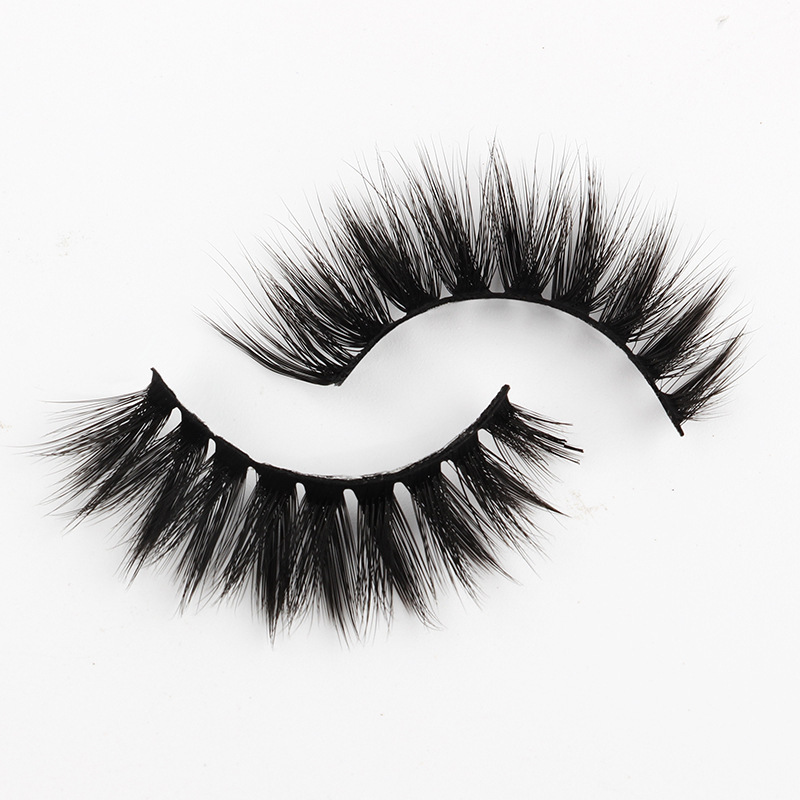 3D mink lashes欧美立体浓密款单对假睫毛卷翘柔软化纤眼睫毛