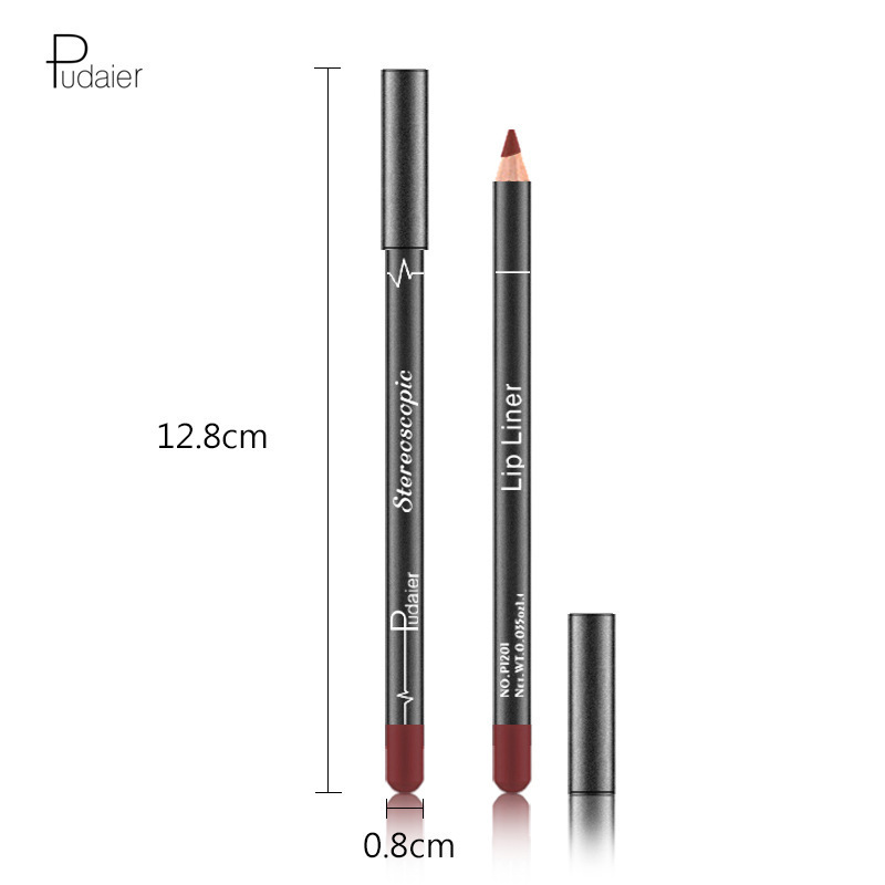 Pudaier12色唇线笔防水不晕染彩妆哑光丝绒口红笔爆款跨境化妆品