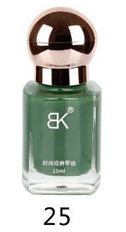 BK新彩色指甲油免烤油性持久不可剥大容量护甲裸色实体店方瓶15ml