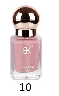 BK新彩色指甲油免烤油性持久不可剥大容量护甲裸色实体店方瓶15ml