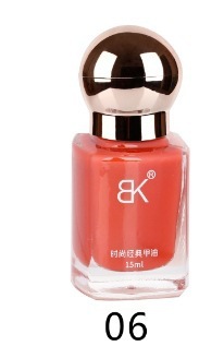 BK新彩色指甲油免烤油性持久不可剥大容量护甲裸色实体店方瓶15ml
