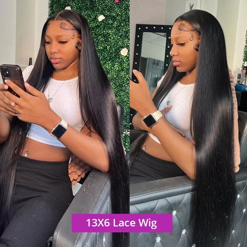欧美直发前蕾丝假发头套现货 13x4 Side Part Lace wi g长直发现