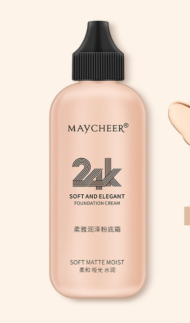 MAYCHEER柔雅润泽粉底霜女修饰肤色控油遮瑕防水持久不脱妆粉底液