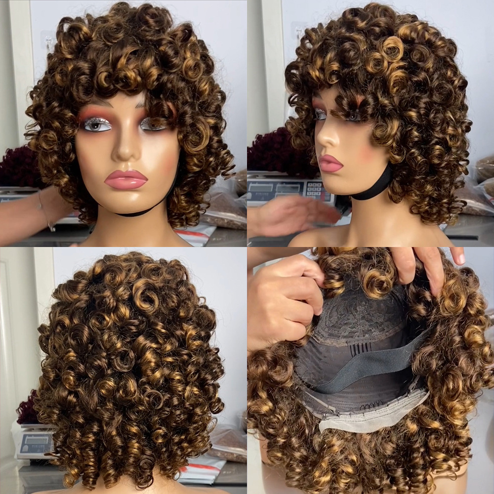 Short Bouncy Curl Fumi Human Hair Wigs With Bangs全机制爆款