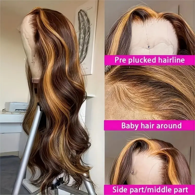 13*4 Front Lace Wig 前蕾丝假发 女大波浪挑染长卷发 蓬松全头套