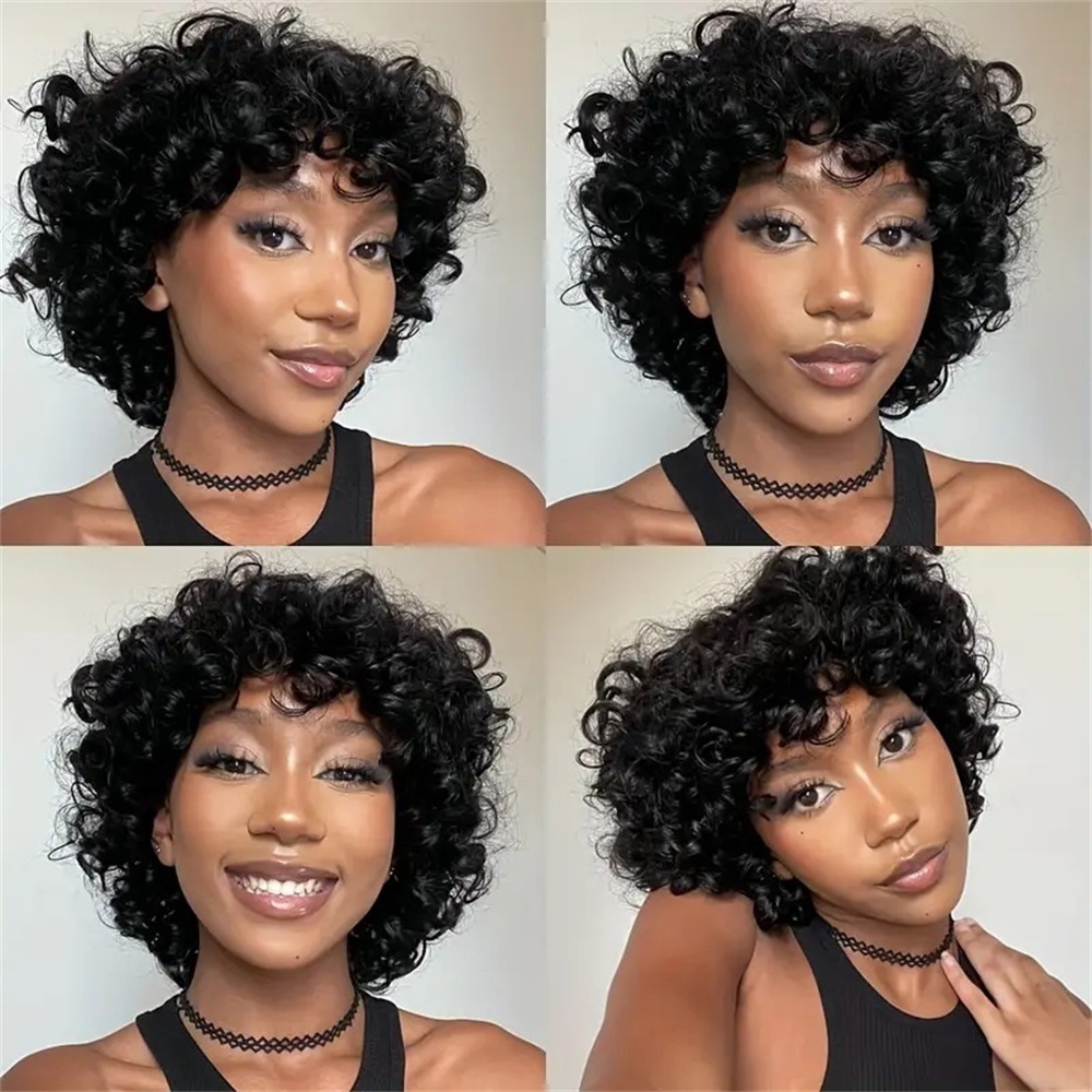 Short Bouncy Curl Fumi Human Hair Wigs With Bangs全机制爆款