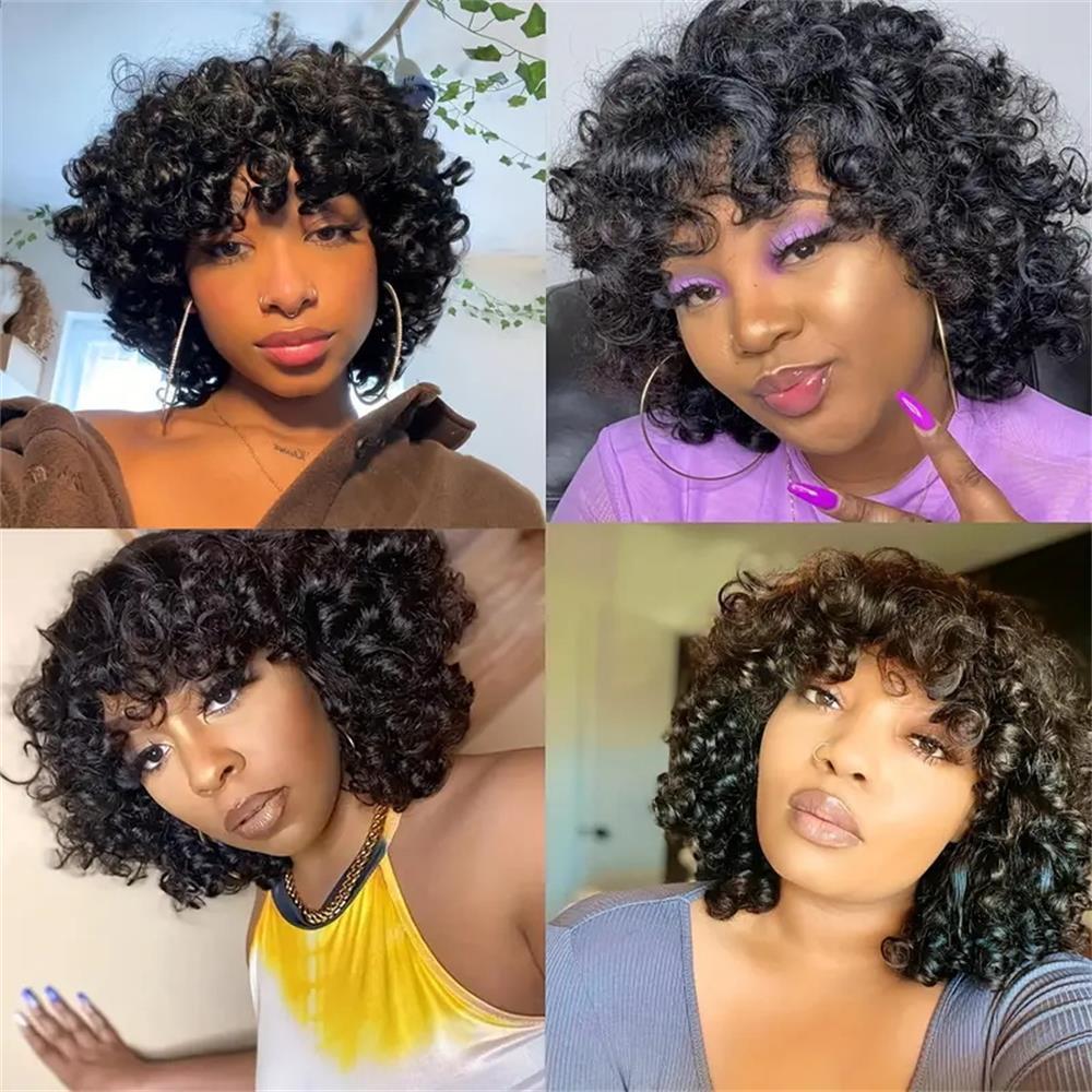 Short Bouncy Curl Fumi Human Hair Wigs With Bangs全机制爆款