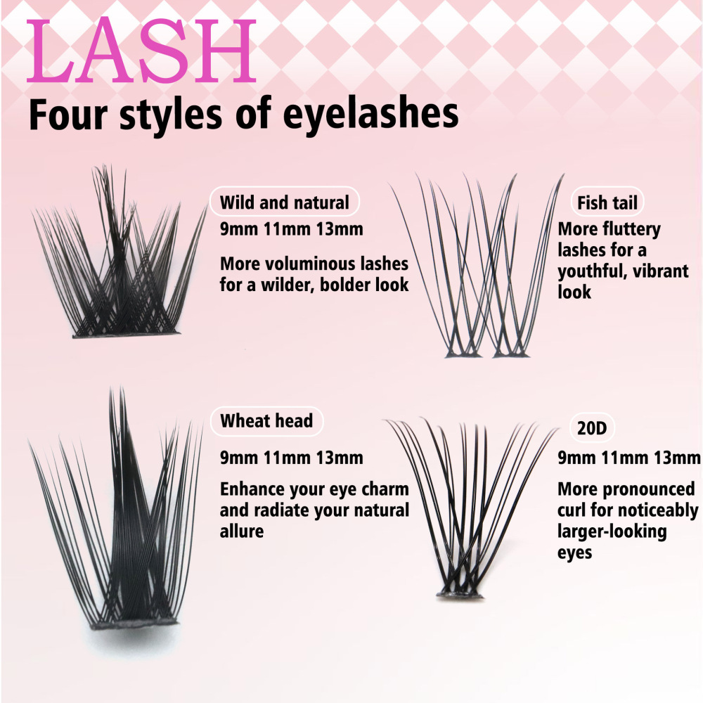 diy lash extension kit跨境新款分段式D翘假睫毛混装睫毛书